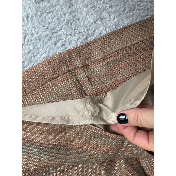 Ann Taylor Loft Womens Woven Mini Skirt Sz 14 Brown Multi-Color Side Zipper NWT - Picture 4 of 12